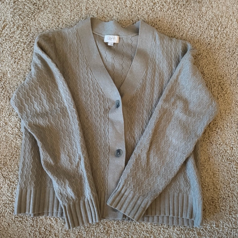 LOFT Beige Cardigan Sweater